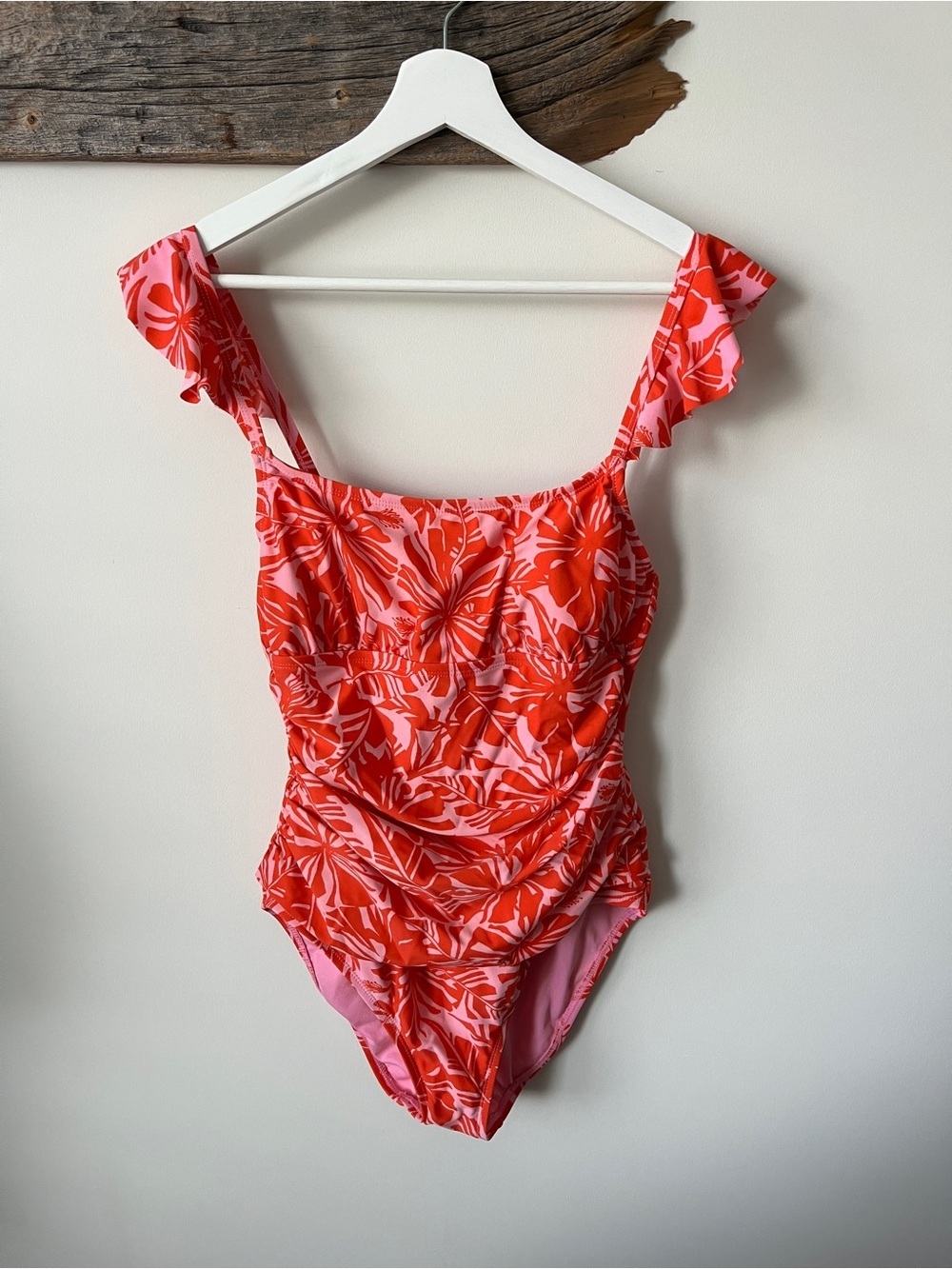 Pink and Red Floral One Piece Swimsuit